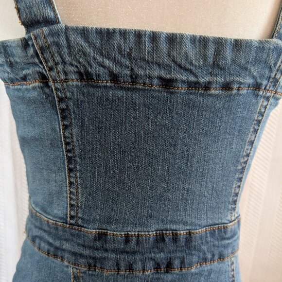 Bluenotes Medium Wash Blue Denim Mini Dress w Buttons Size Small Y2K 90s - Picture 4 of 10